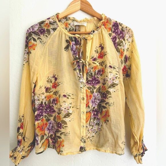 Auguste The Label Yellow Boho Floral top size 2 - Picture 1 of 7